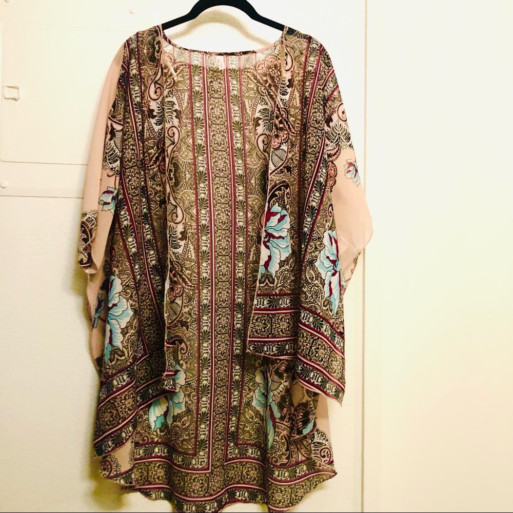 Live 4 Truth pink floral print kimono large